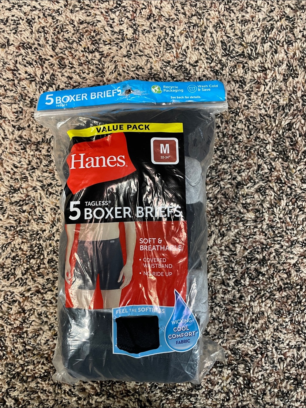 Hanes Boxer Briefs Men’s Size M Tagless Value Pack of 5 NEW